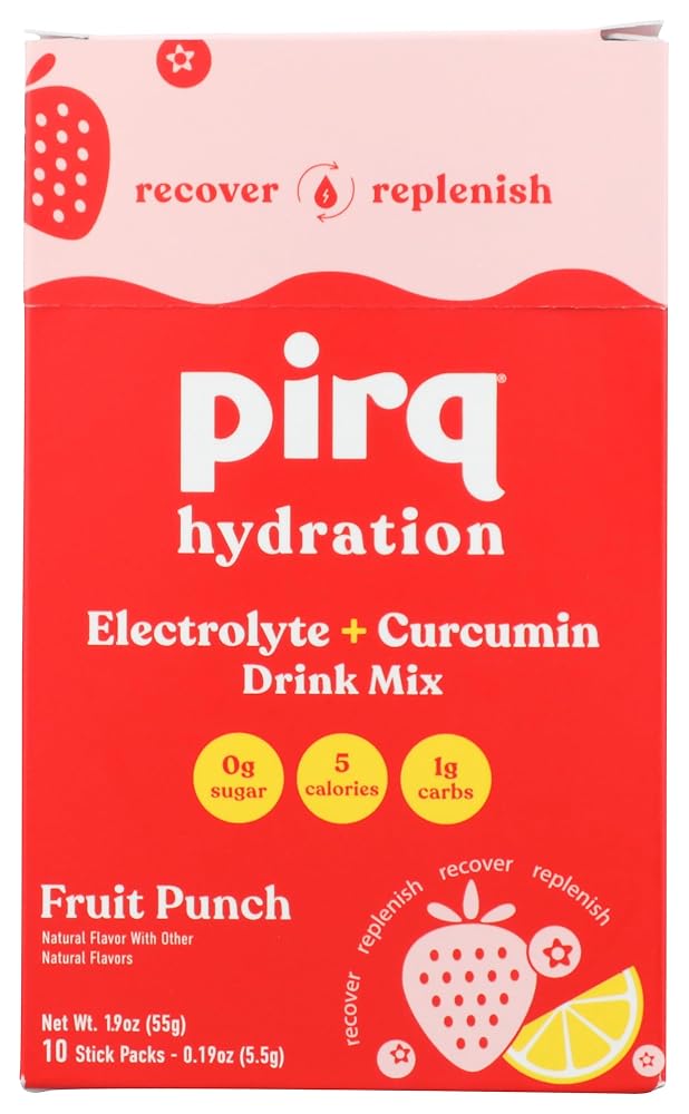 Pirq Electrolyte + Curcumin Hydration Drink Mix Fruit Punch - 10 Stick Packs