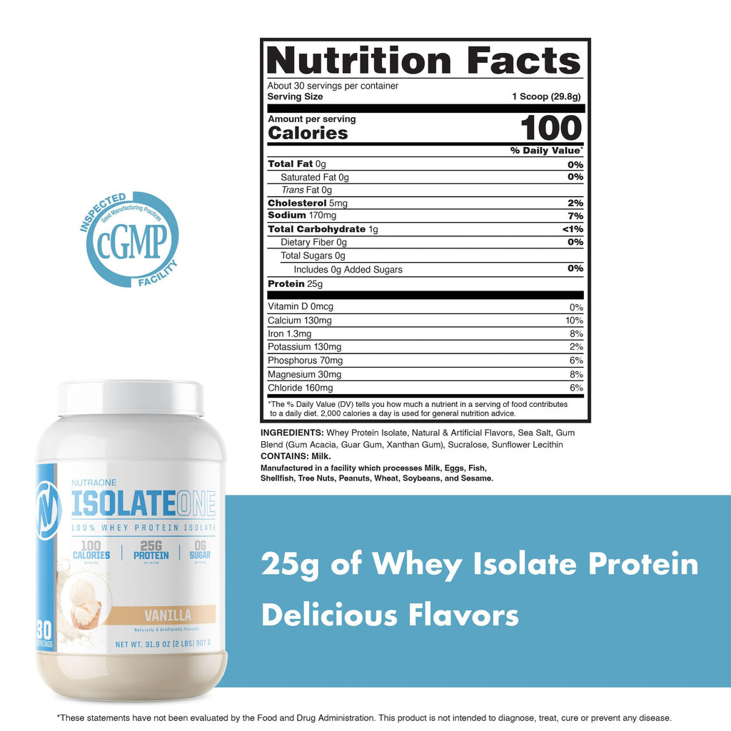 NutraOne IsolateOne Whey Protein Isolate Powder Vanilla - 32 oz - image 5