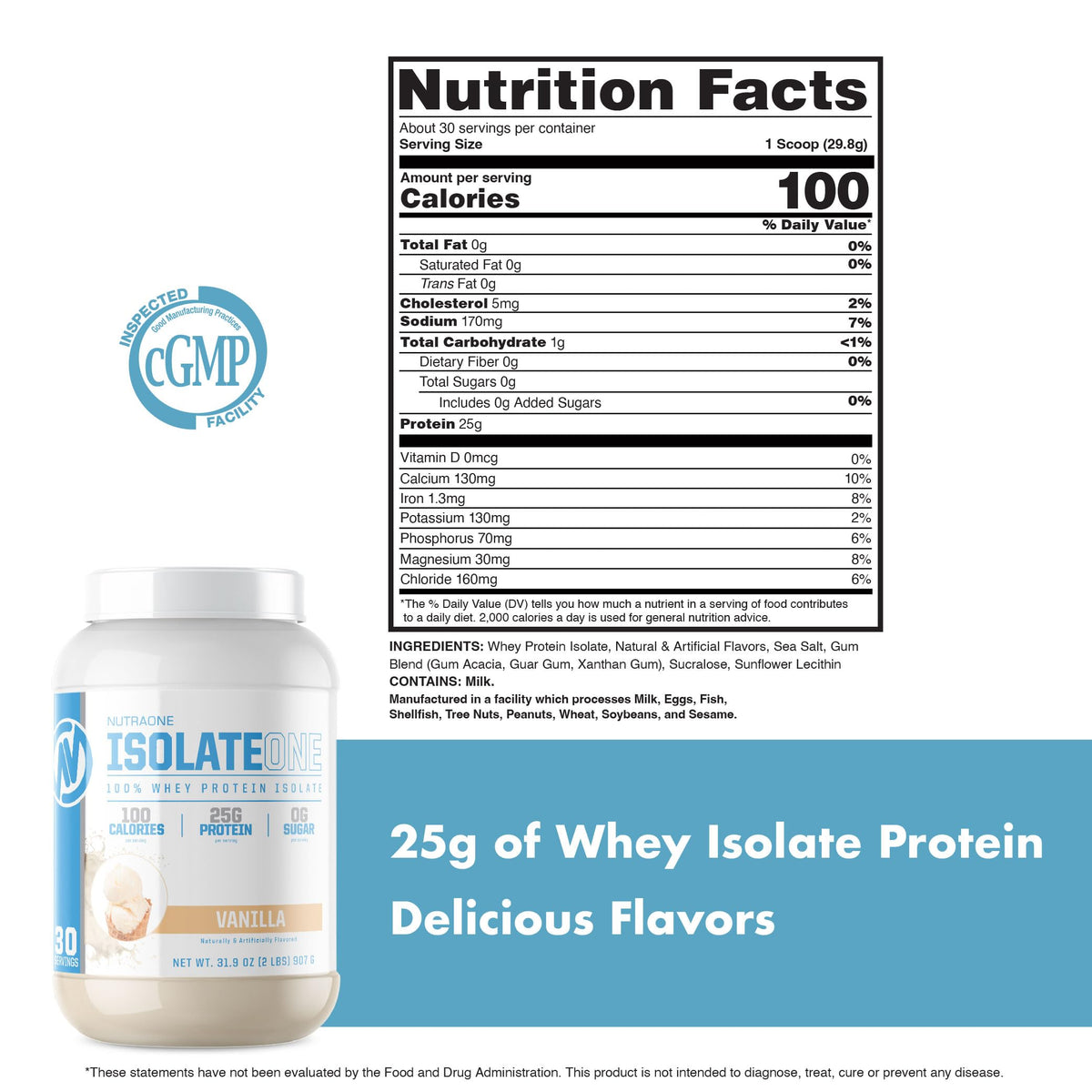NutraOne IsolateOne Whey Protein Isolate Powder Vanilla - 32 oz - image 5