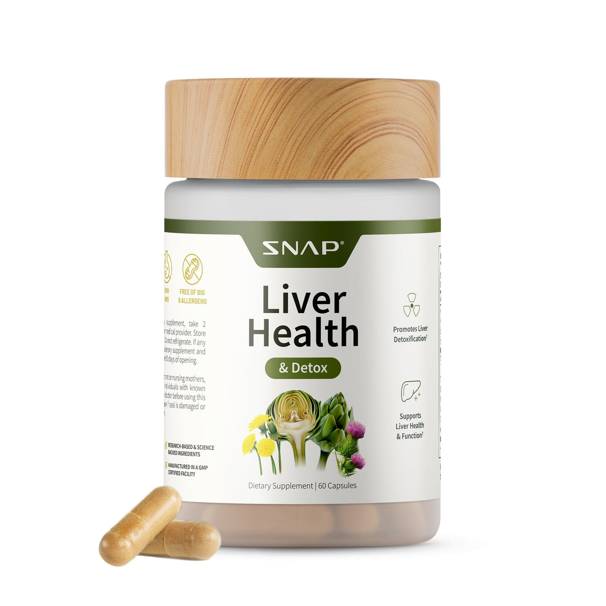 Snap Supplements Milk Thistle Silymarin Liver Support - 60 Capsules