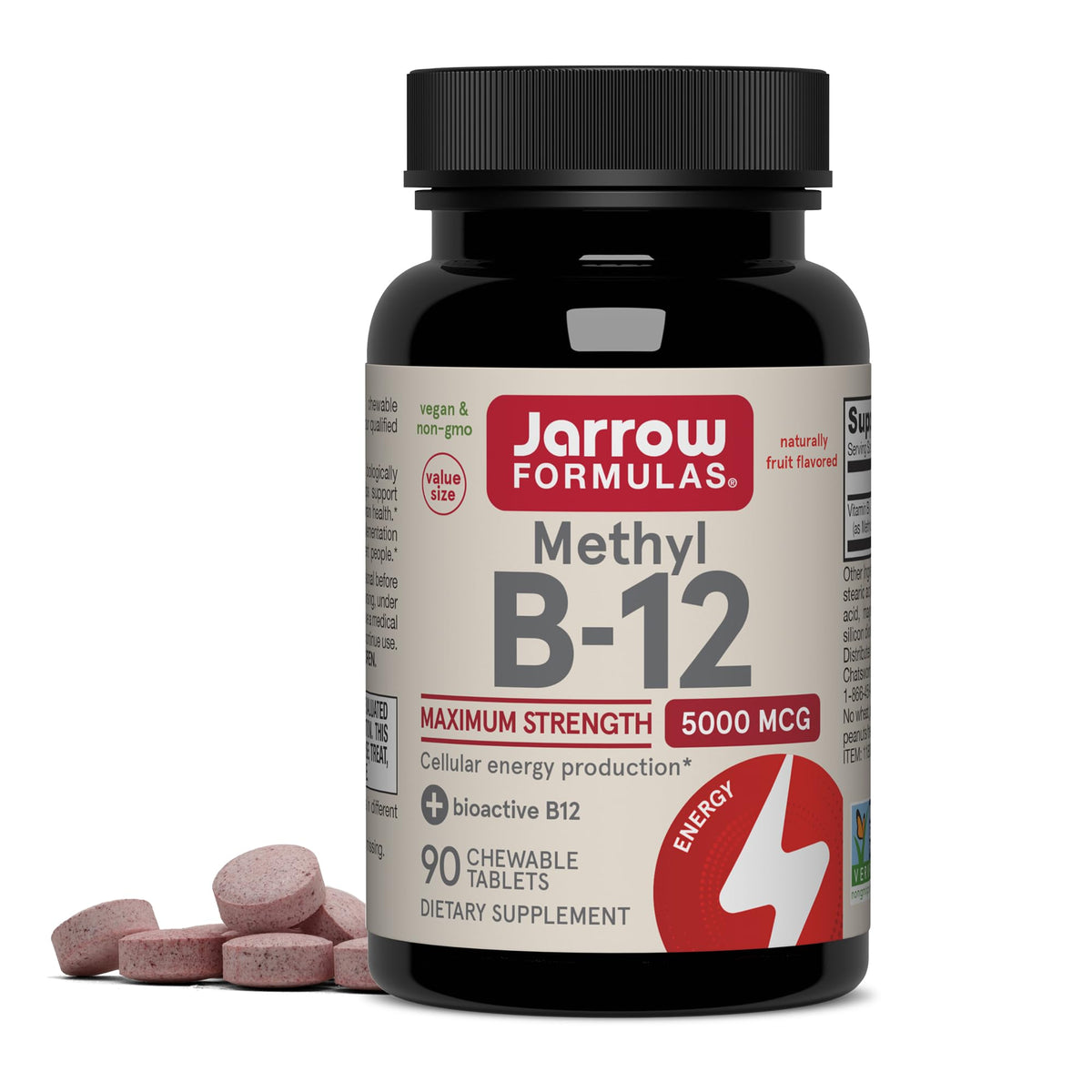 Jarrow Formulas Methyl Vitamin B-12 5000 mcg - 90 Chewable Tablets