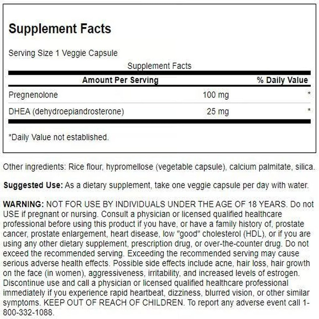 Swanson DHEA and Pregnenolone Complex - 120 Vegetarian Capsules - image 2