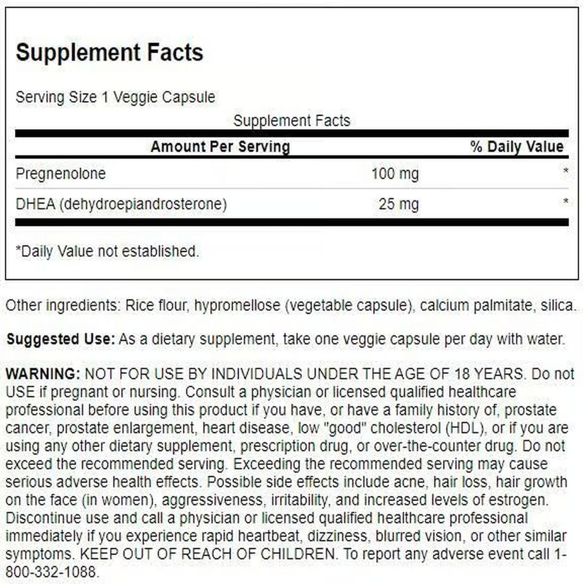 Swanson DHEA and Pregnenolone Complex - 120 Vegetarian Capsules - image 2