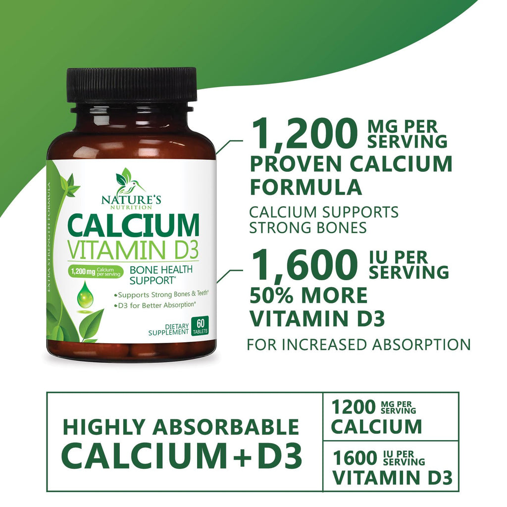 Nature's Nutrition Calcium 1200 mg with Vitamin D3 - Premium Bone
