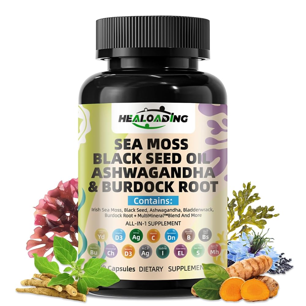 HEALOADING Sea Moss Capsules Wildcrafted Irish Seamoss - 60 Capsules