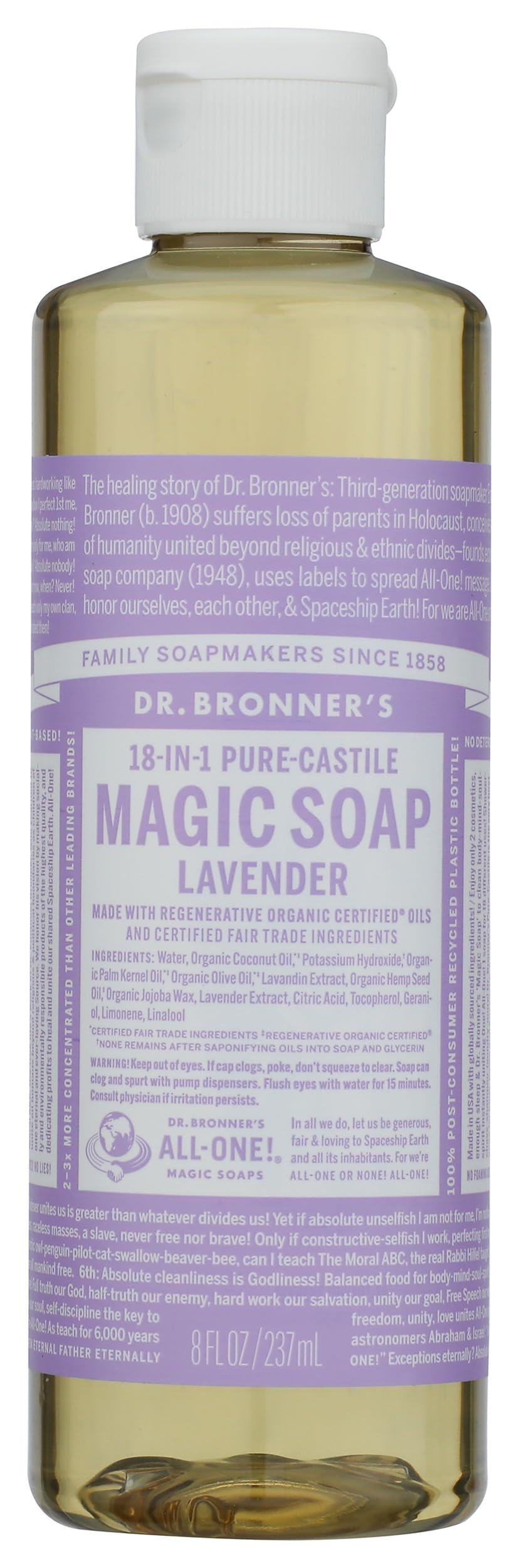Dr. Bronner's Pure-Castile Liquid Soap Lavender - 8 Fl Oz