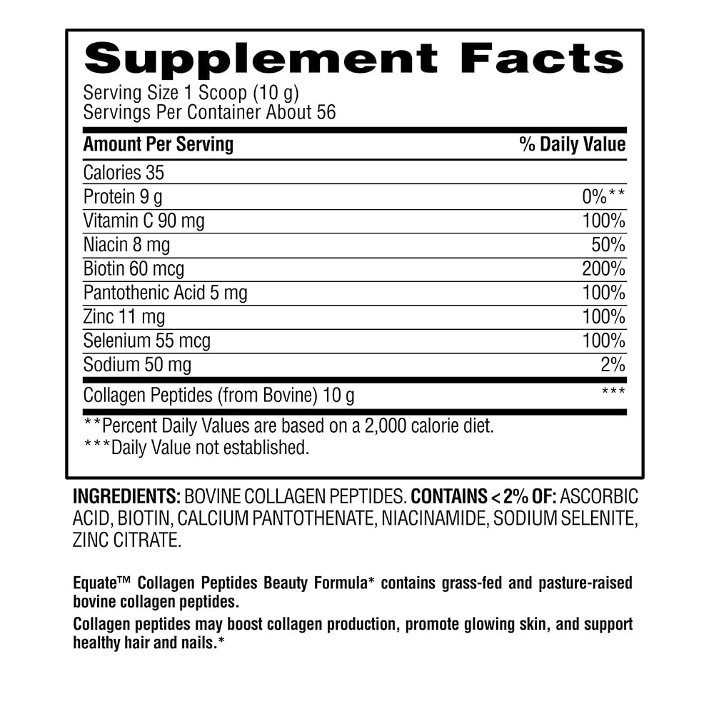 Generic Equate Collagen Peptide Beauty Formula Powder - 20 oz - image 3