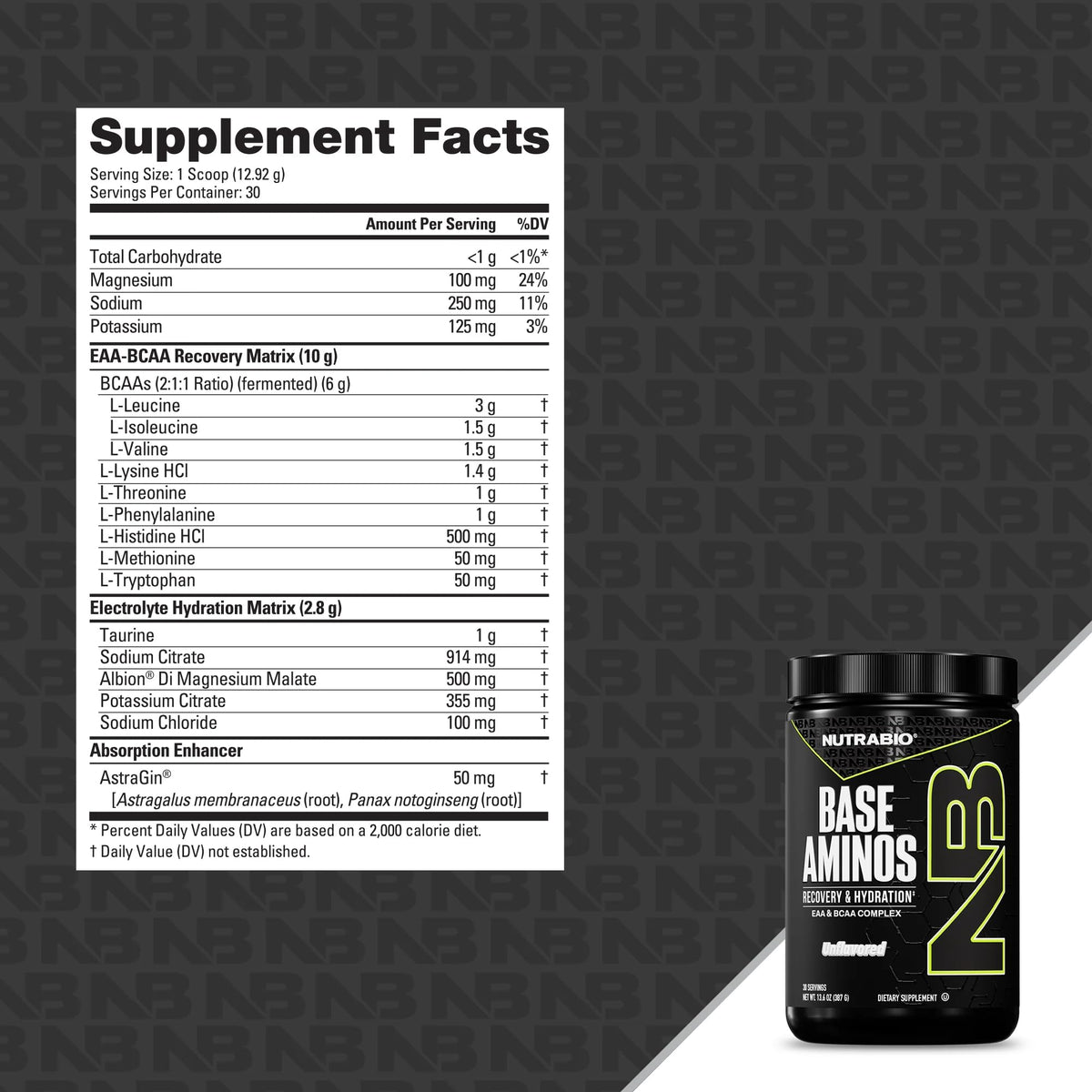 NutraBio Base Aminos EAA + BCAA Powder