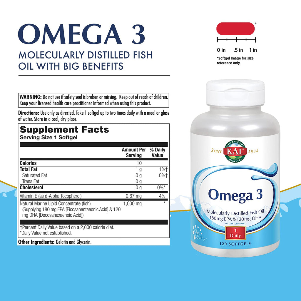 KAL 180/120 1000 Mg Omega 3 Fish