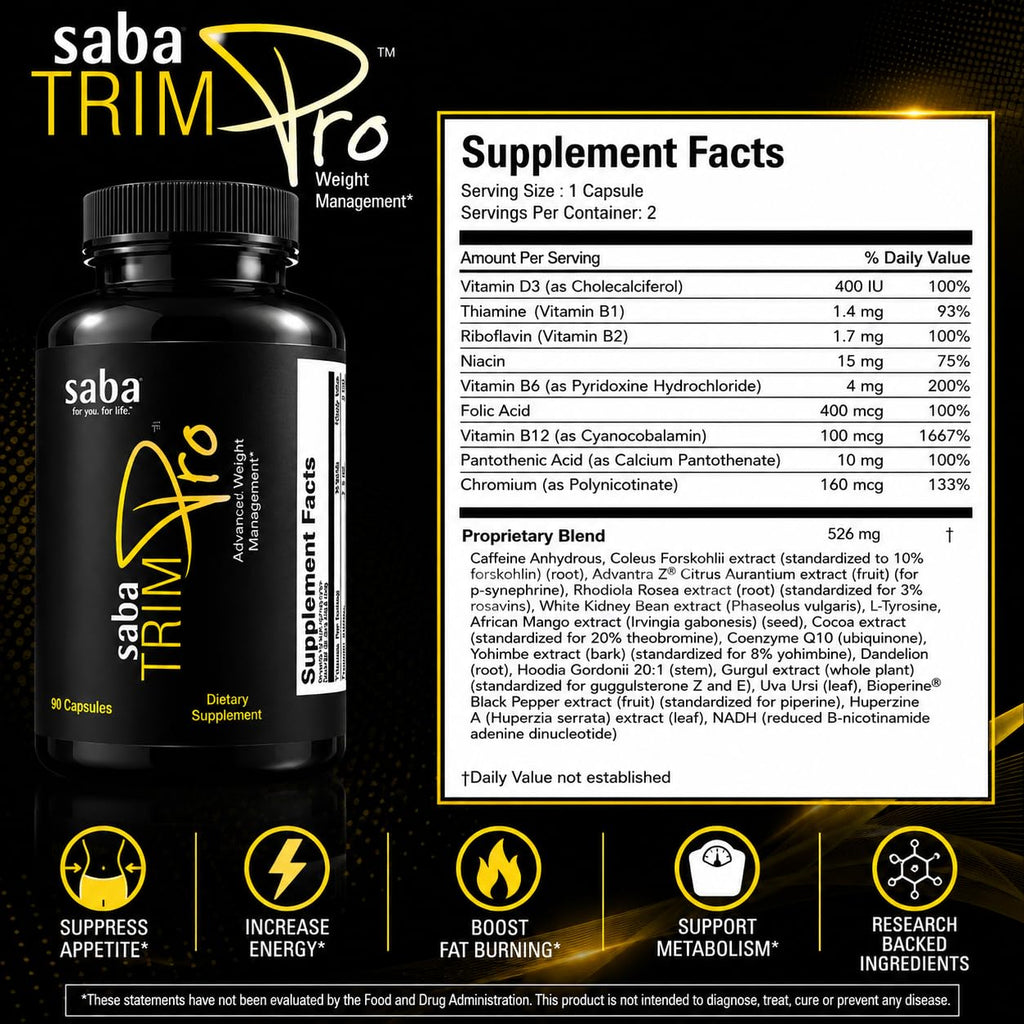 Saba TrimPro Thermogenic Fat Burner - 60 Capsules - image 2