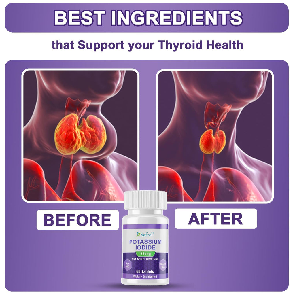 Safrel Potassium Iodide 65 mg Thyroid Support - 60 Tablets - image 2