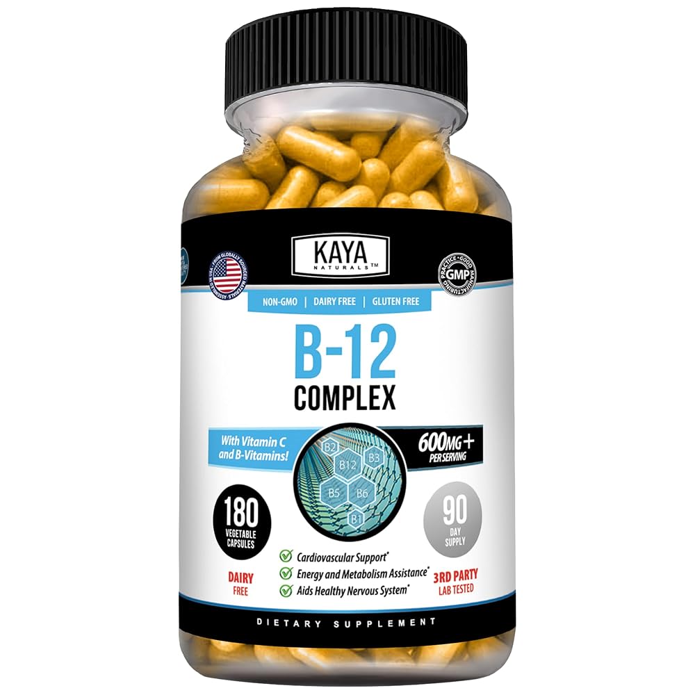 Kaya Naturals B-12 Complex Multivitamin for Energy - 180 Capsules