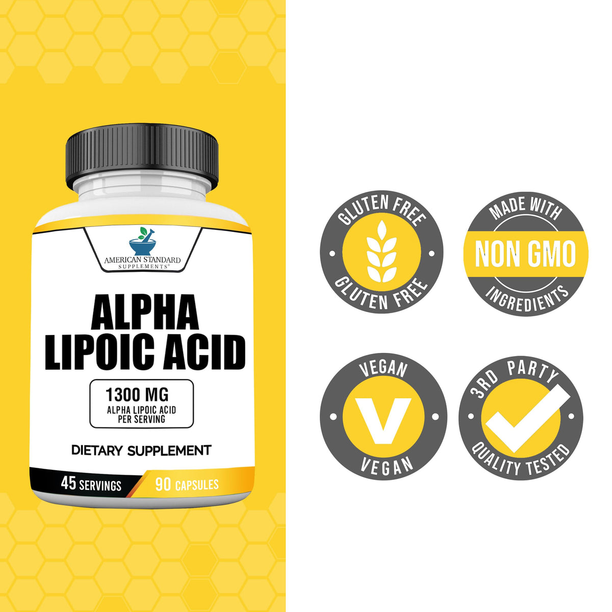 American Standard Supplements Alpha Lipoic Acid 1300mg - 90 Capsules - image 5