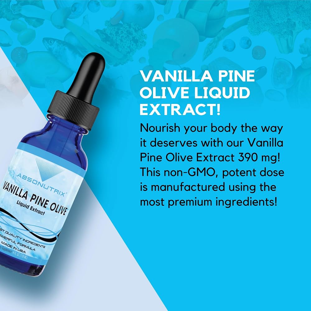 Absonutrix Vanilla Pine Olive Leaf Liquid Extract 390 mg - 4 FL OZ - image 3