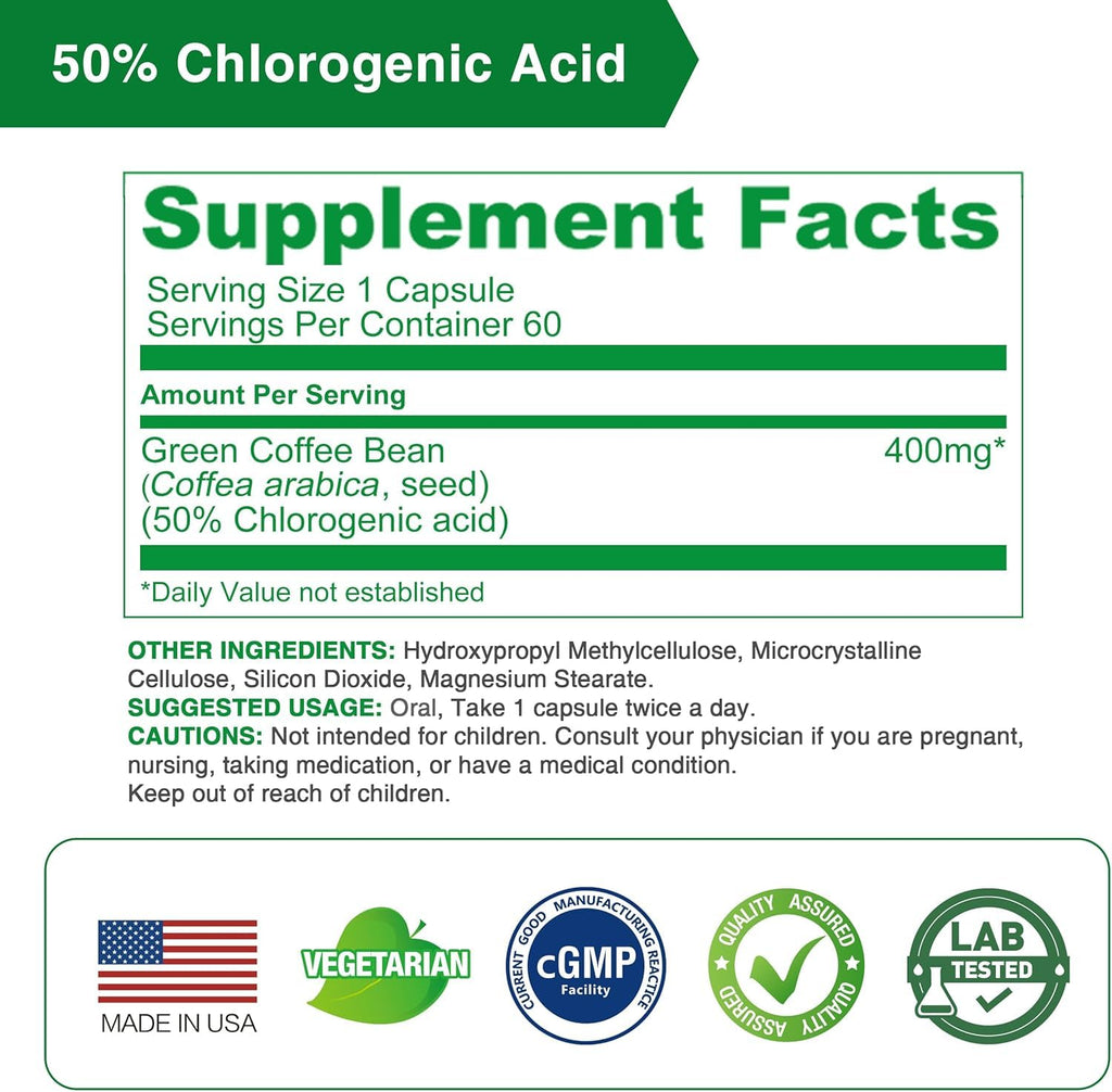 LOVITA Green Coffee Bean Extract 50% Chlorogenic Acid - 180 Vegan Capsules - image 6