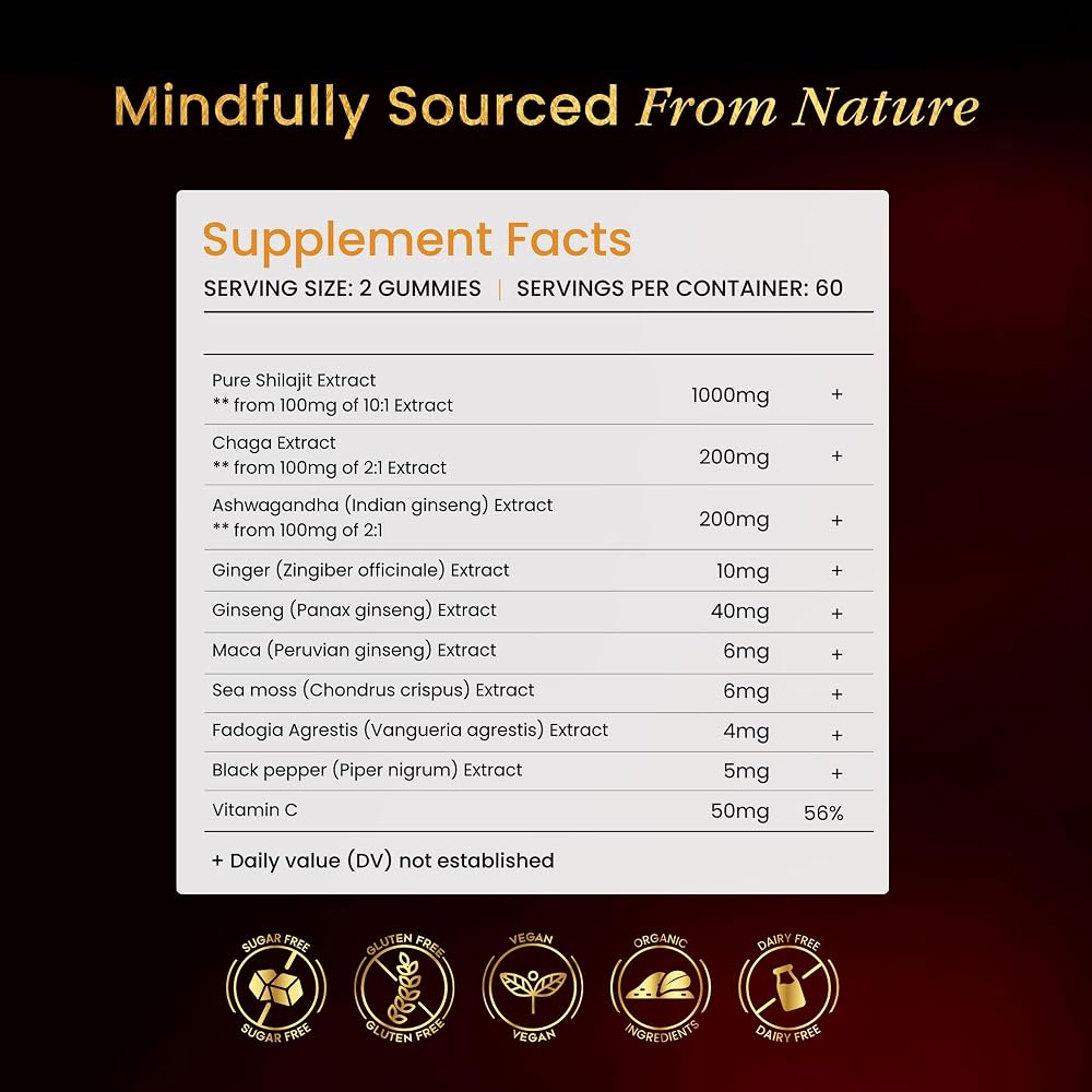 BeepWell Shilajit Gummies with Ashwagandha for Energy & Stamina - 60 Count - image 2