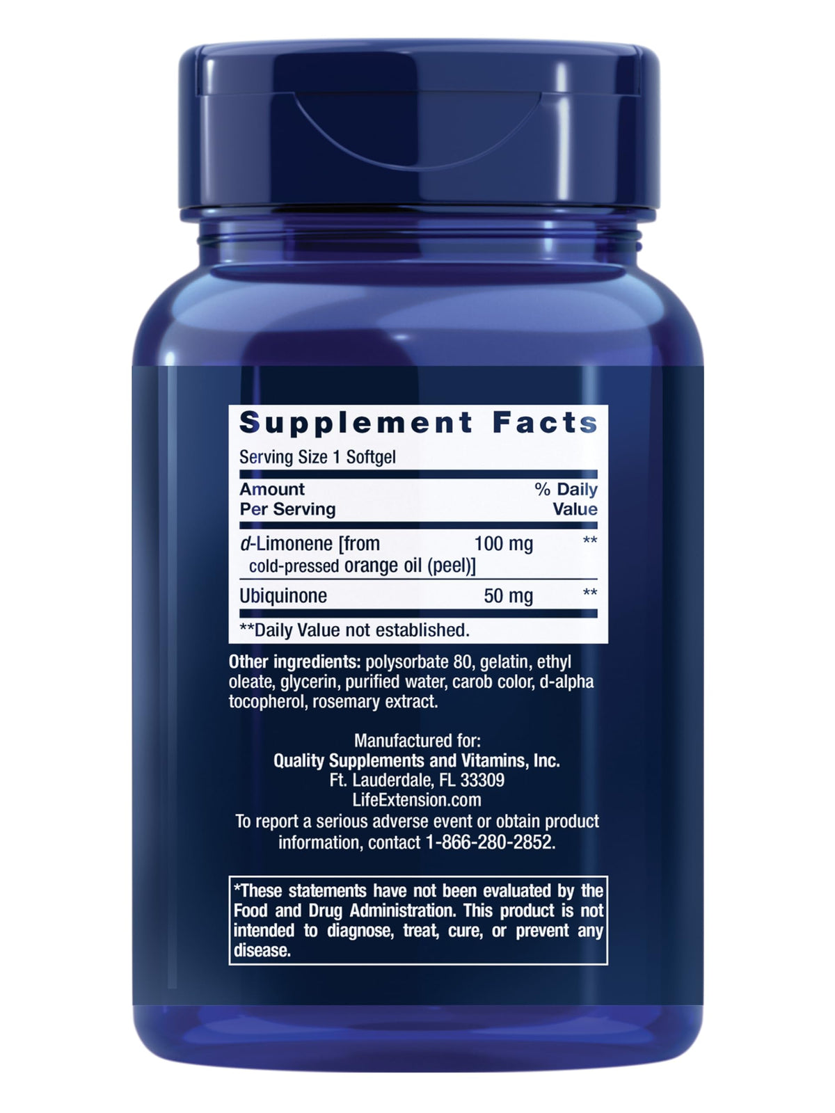 Life Extension CoQ10 Ubiquinone 50 mg with d-Limonene - 60 Softgels - image 2