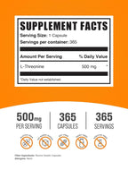 BulkSupplements L-Threonine 500mg Amino Acid - 365 Capsules - image 2