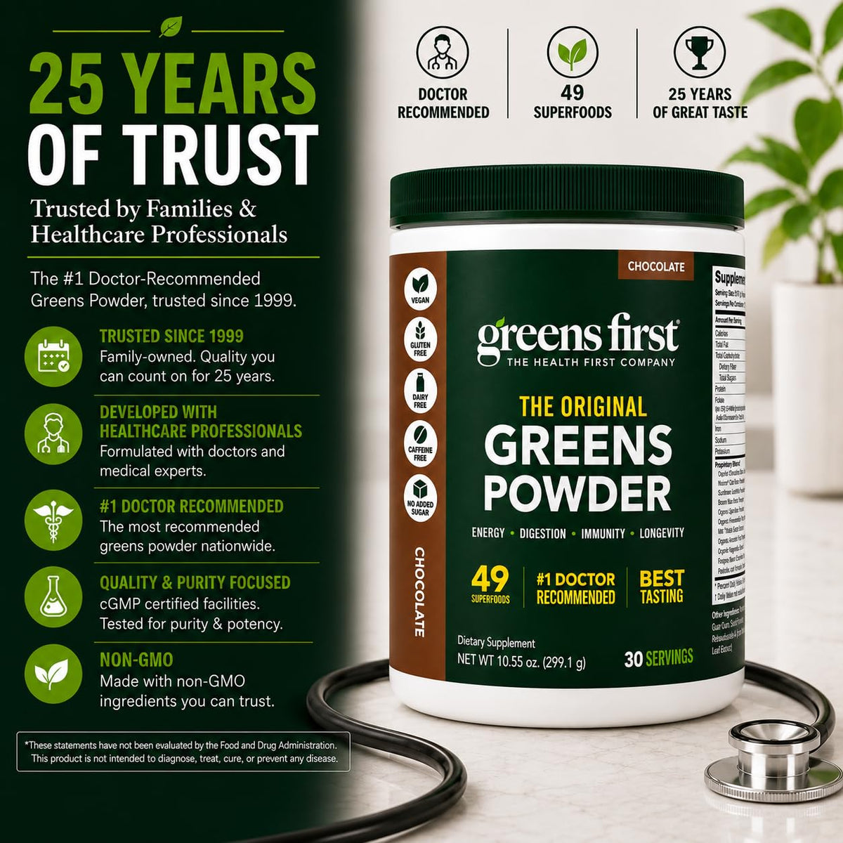 Greens First Original Greens Powder - 49 Superfoods - Organic Fruits
