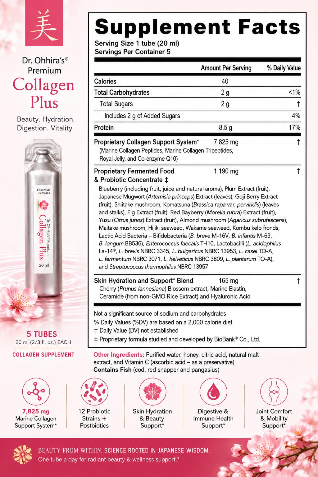 Dr. Ohhira's Premium Collagen Plus Liquid Marine Collagen - 5 Vials - image 9