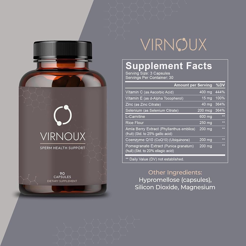 Virnoux Male Fertility Supplement for Sperm Count & Motility - 90 Capsules - image 3