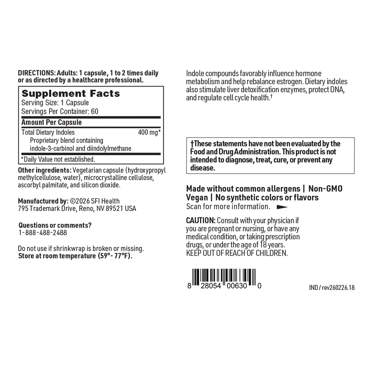 SFI Health Klaire Labs Indole Forté - 60 Capsules - image 5