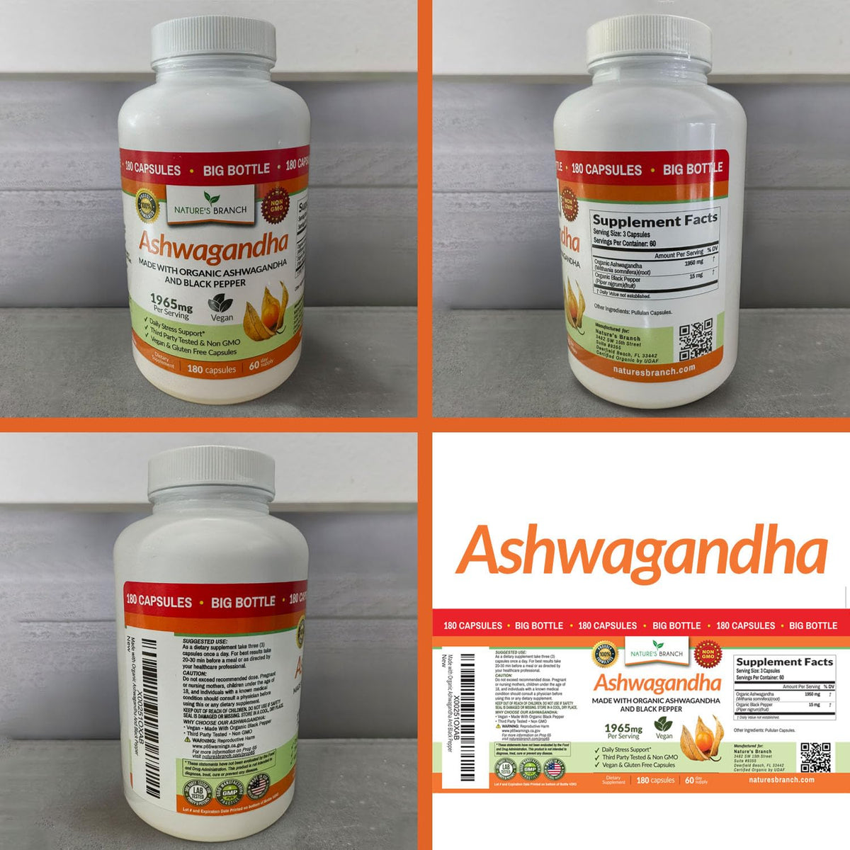 Nature's Branch Organic Ashwagandha with Black Pepper - 180 Capsules - image 9