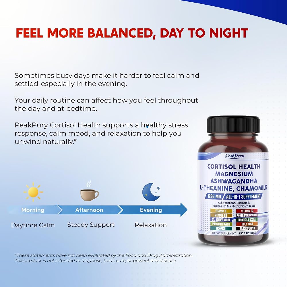 PeakPury Cortisol Health 1293mg Ashwagandha - 150 Capsules - image 5