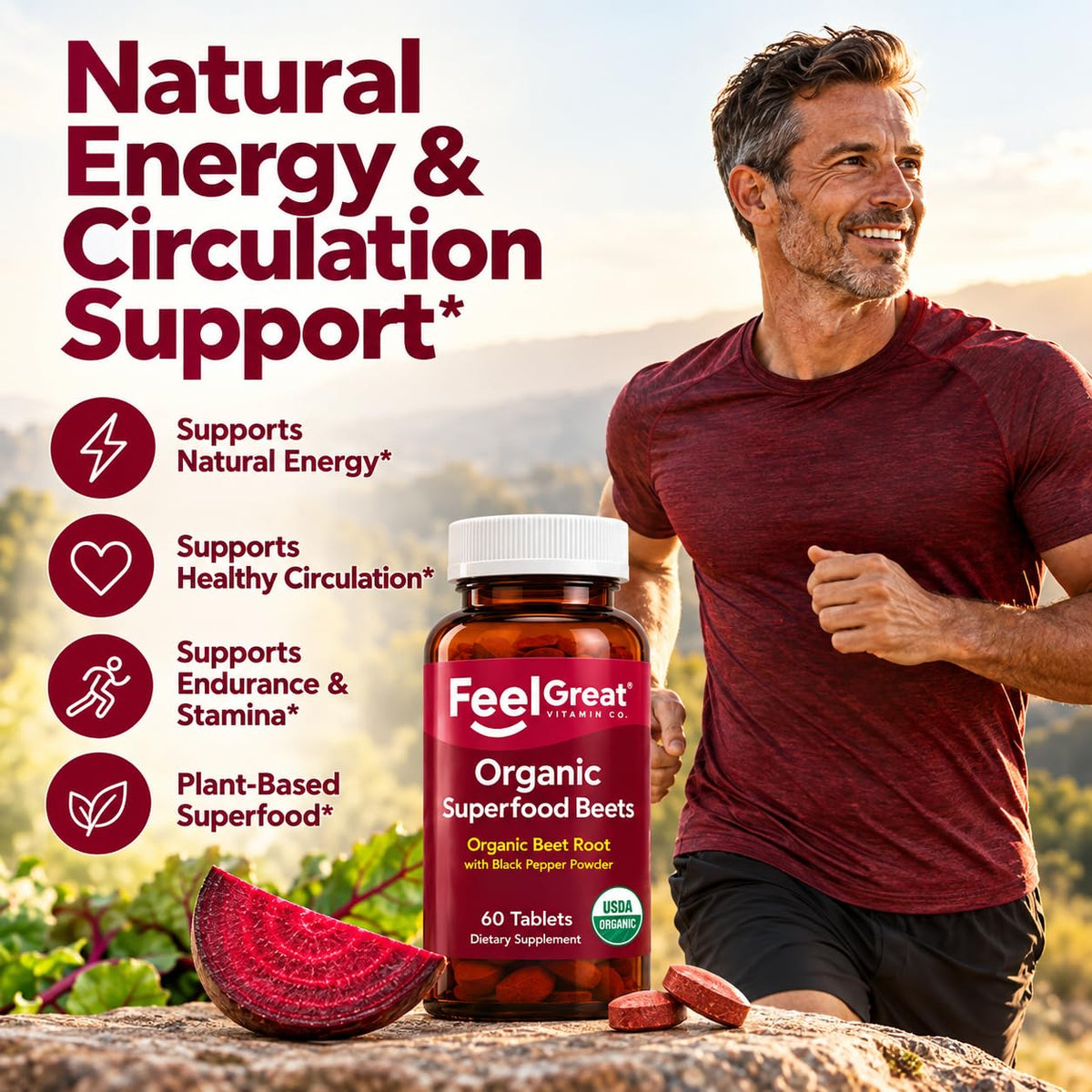 The Feel Great Vitamin Company Organic Beet Root Powder Tablets - 60 Count - image 2