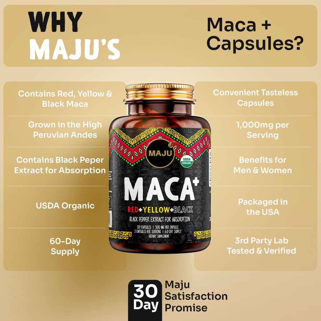 Maju Superfoods 4-in-1 Maca Root Capsules - 120 Count - image 5