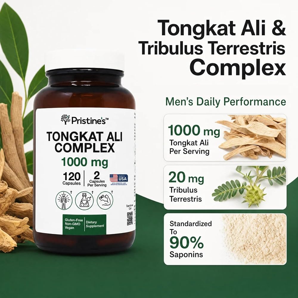 PRISTINE'S Tongkat Ali 1000mg with Tribulus Capsules for Men - 120 Capsules - image 2