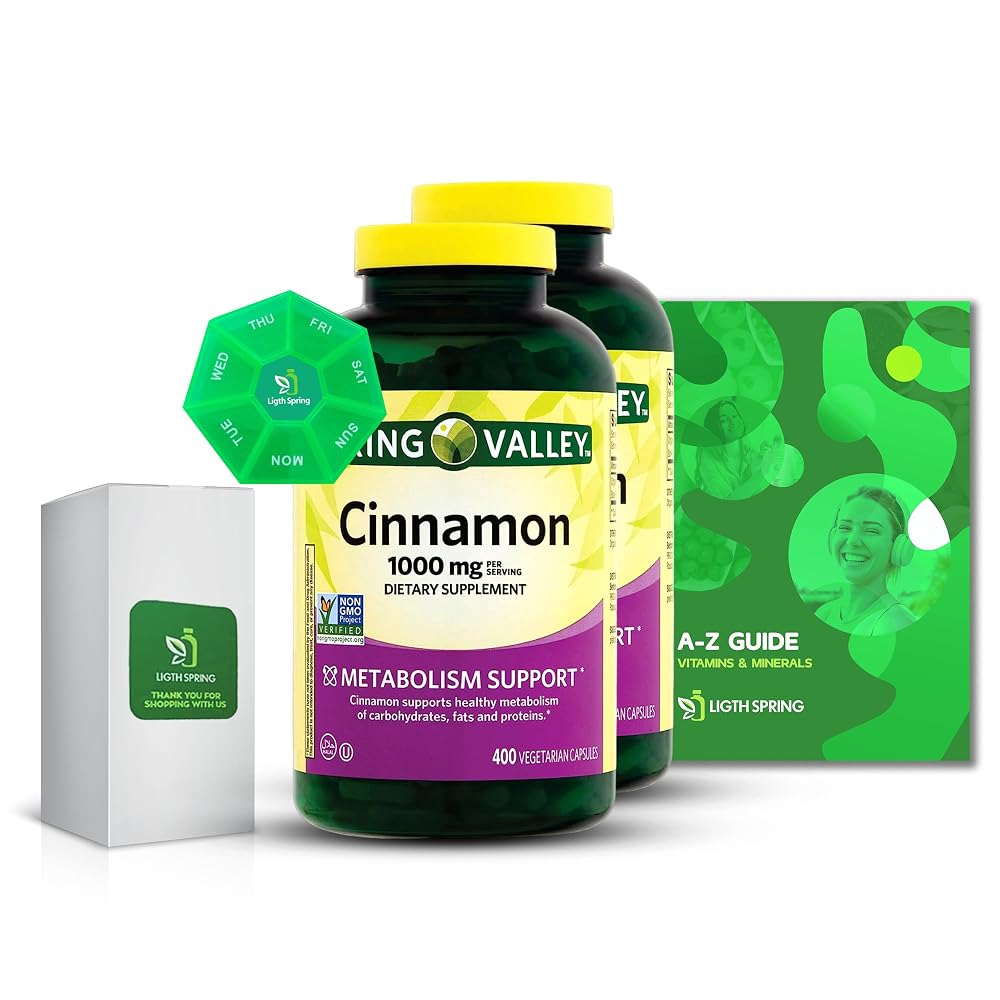 LightSpring Cinnamon Dietary Support Vegetarian Capsules 1000 mg - 400 Count