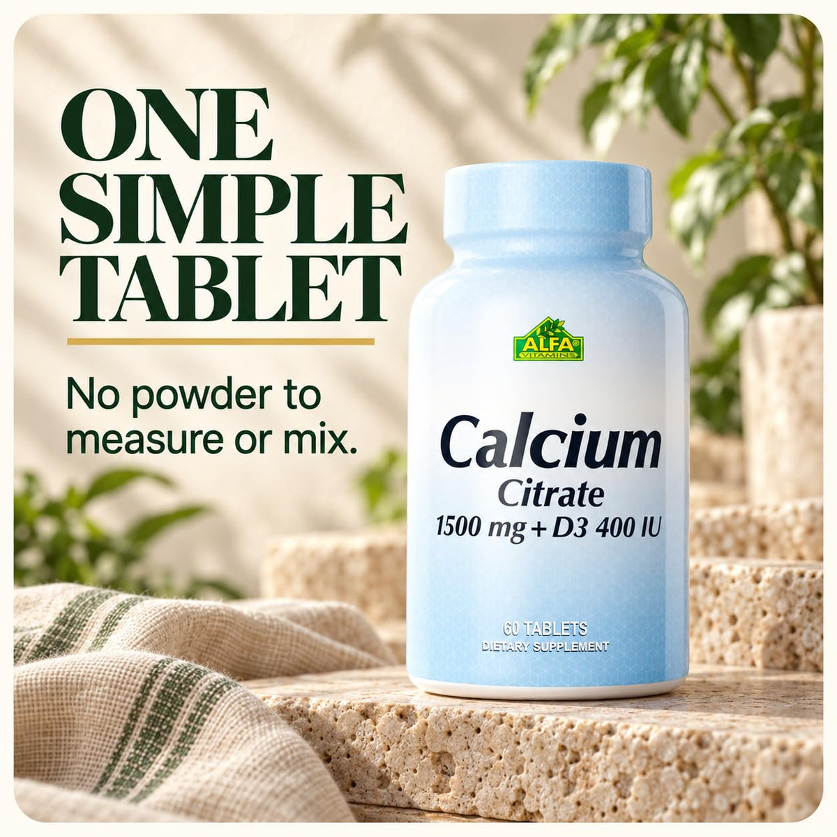 ALFA VITAMINS Calcium 1500mg & Vitamin D3 Bone Support - 60 Tablets - image 5