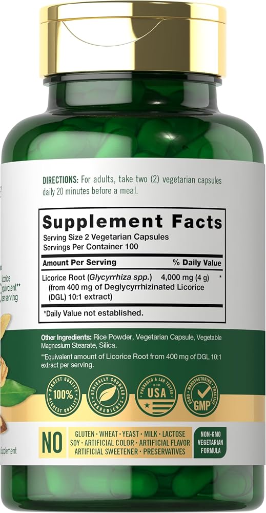 Carlyle DGL Deglycyrrhizinated Licorice - 200 Vegetarian Capsules - image 2