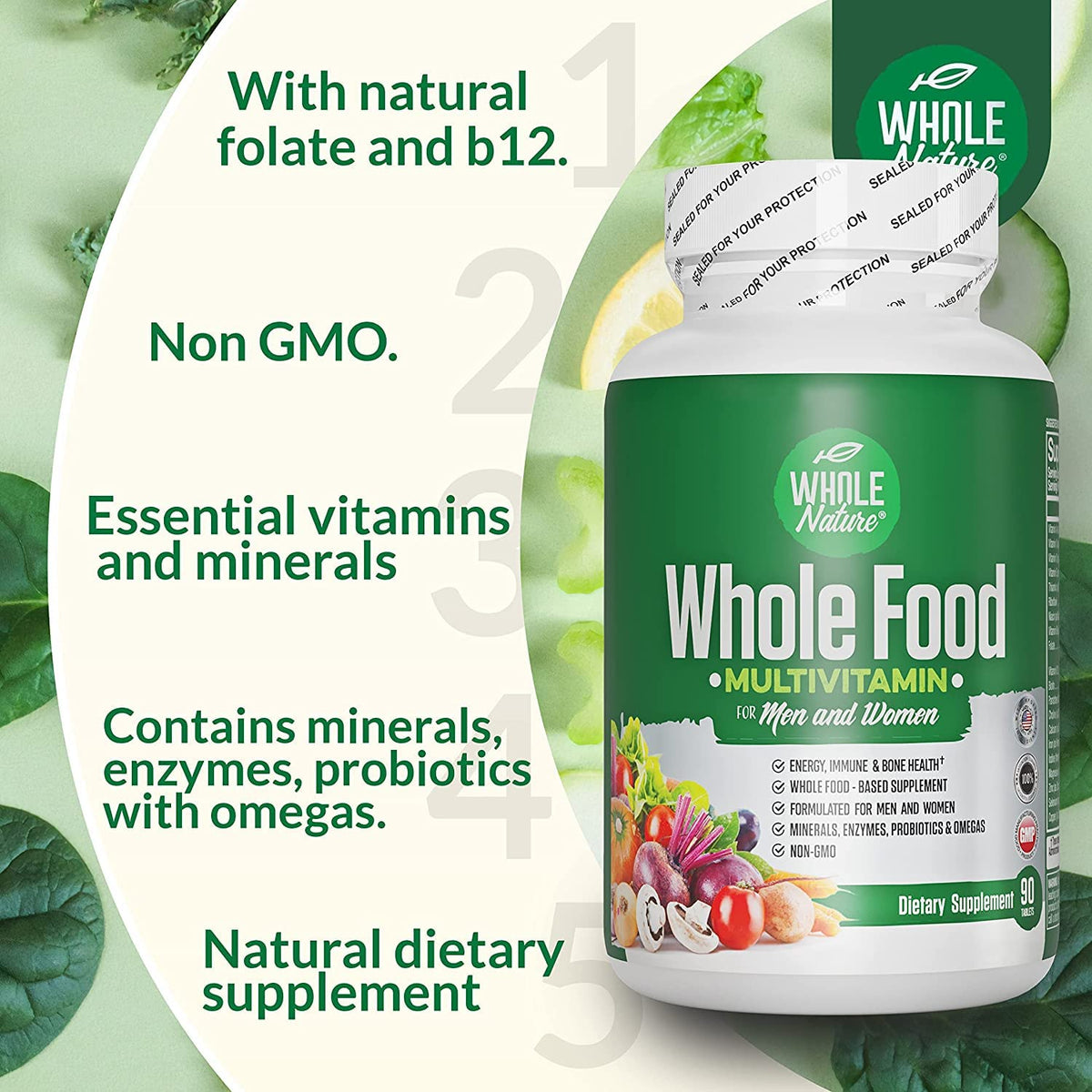 Whole Nature Whole Food Multivitamin for Men and Women Complete Daily