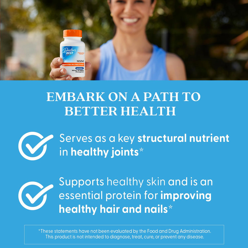Doctor's BEST MSM 1500mg Supplement for Skin & Joints - 120 Tablets - image 5