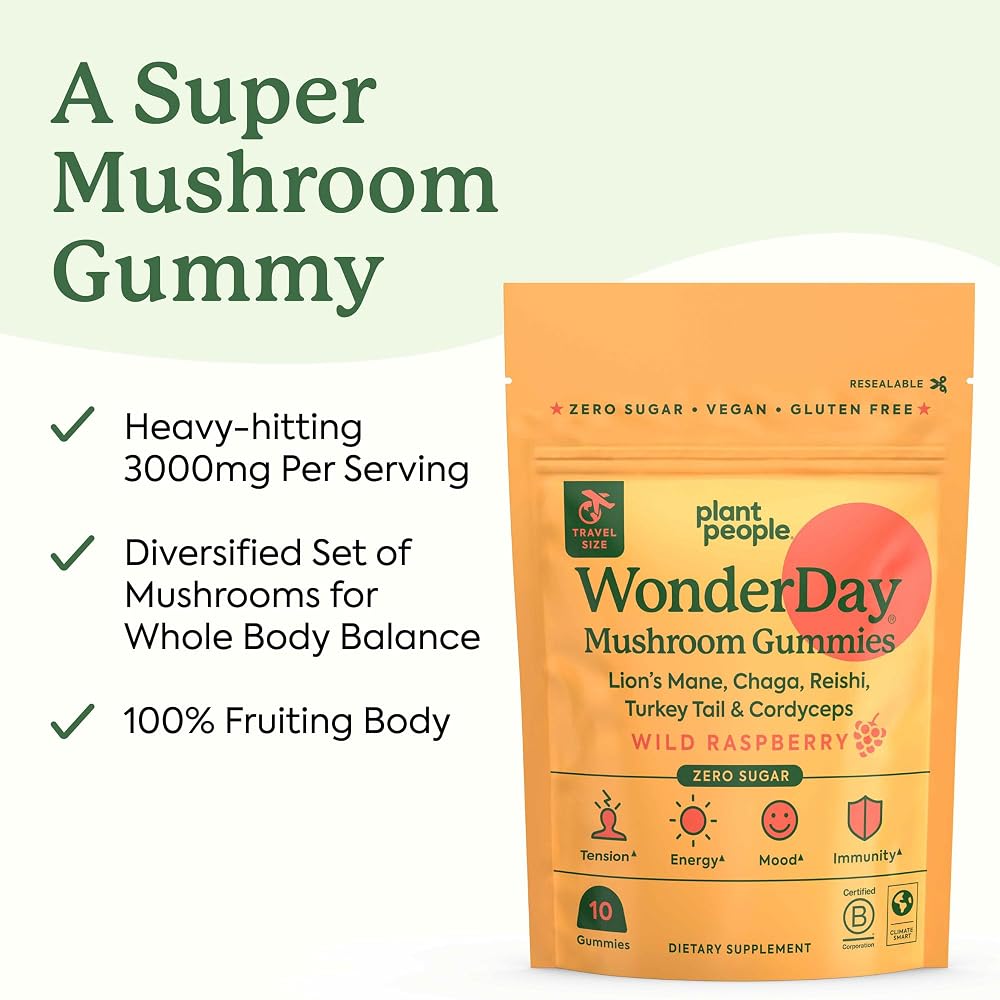 Plant People WonderDay Mushroom Gummies Mini Trial Size - 10 Count - image 6