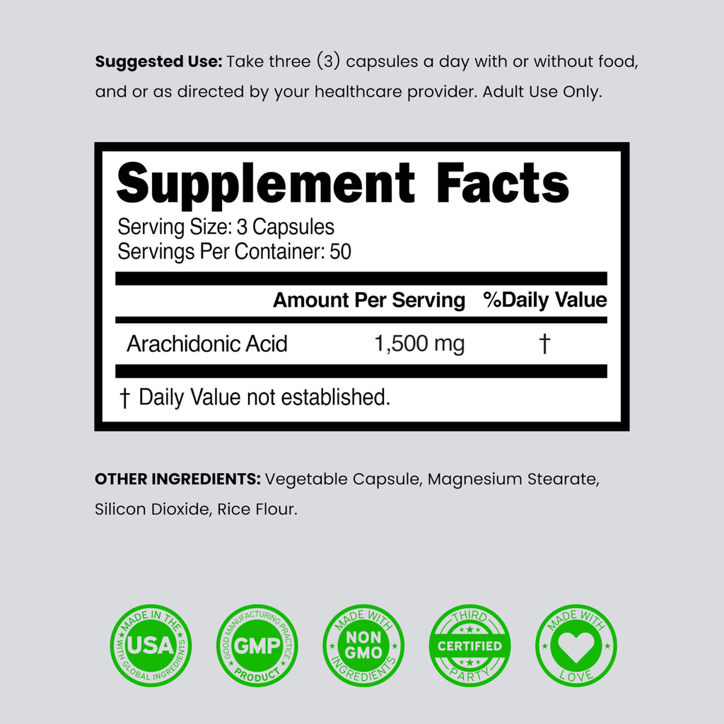 DORADO NUTRITION Arachidonic Acid 1500mg - 150 Capsules - image 6
