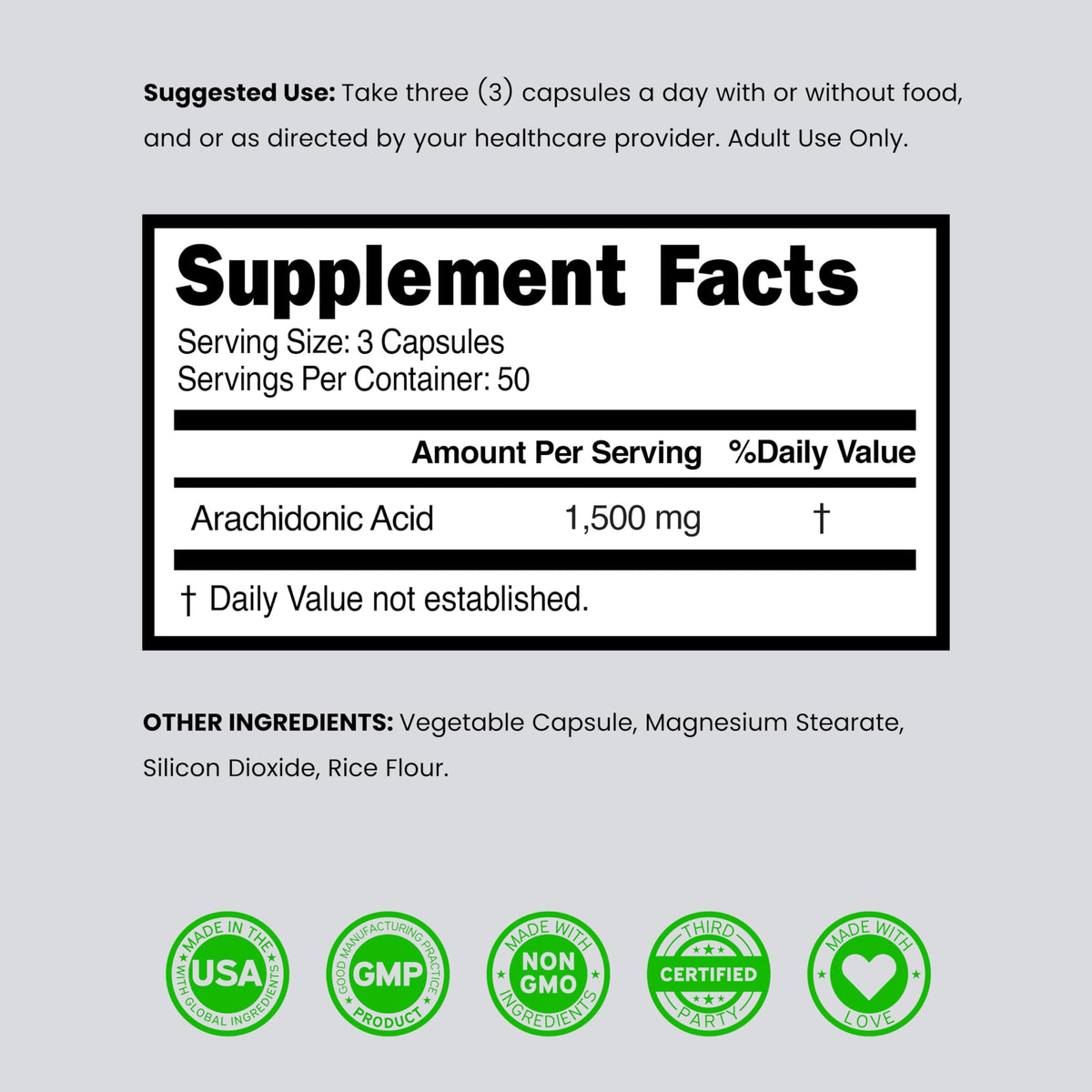 DORADO NUTRITION Arachidonic Acid 1500mg - 150 Capsules - image 6