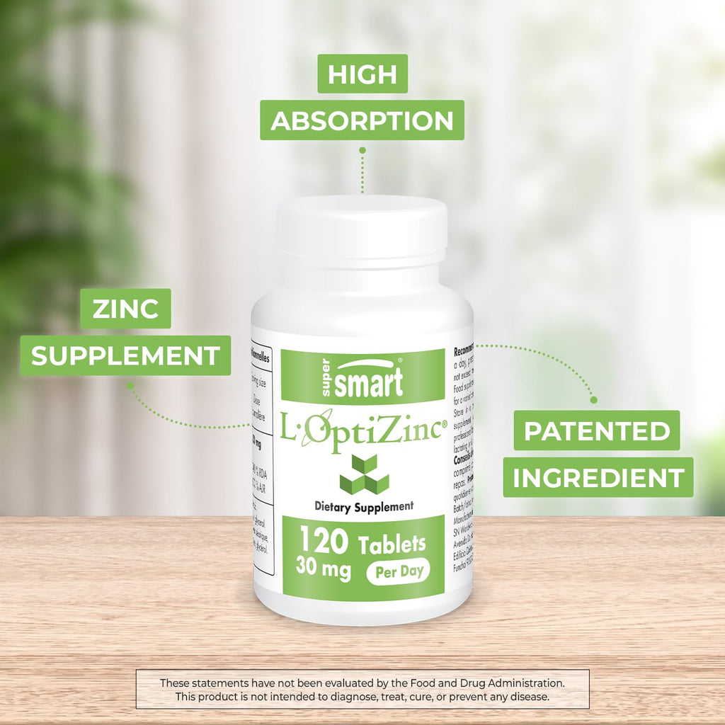 Supersmart L-OptiZinc 30mg Zinc Methionine Supplement - 120 Tablets - image 3