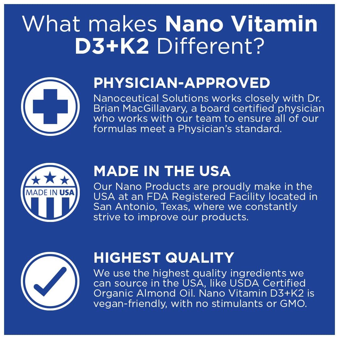 Nanoceutical Solutions Vitamin D3 + K2 Liquid Drops - 30 Servings - image 3