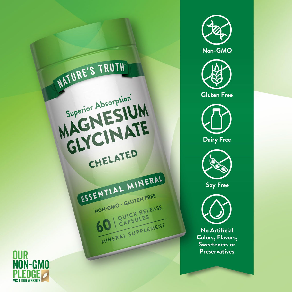 Nature's Truth Magnesium Glycinate 200mg - 60 Capsules - image 3