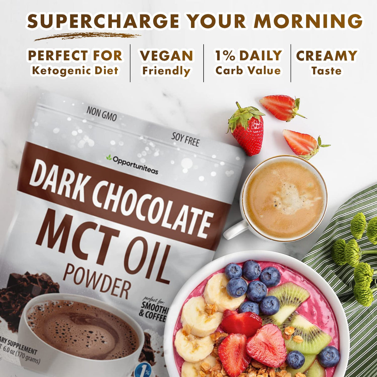 Opportuniteas MCT Oil Powder Dark Chocolate Keto Creamer - 6 oz - image 3