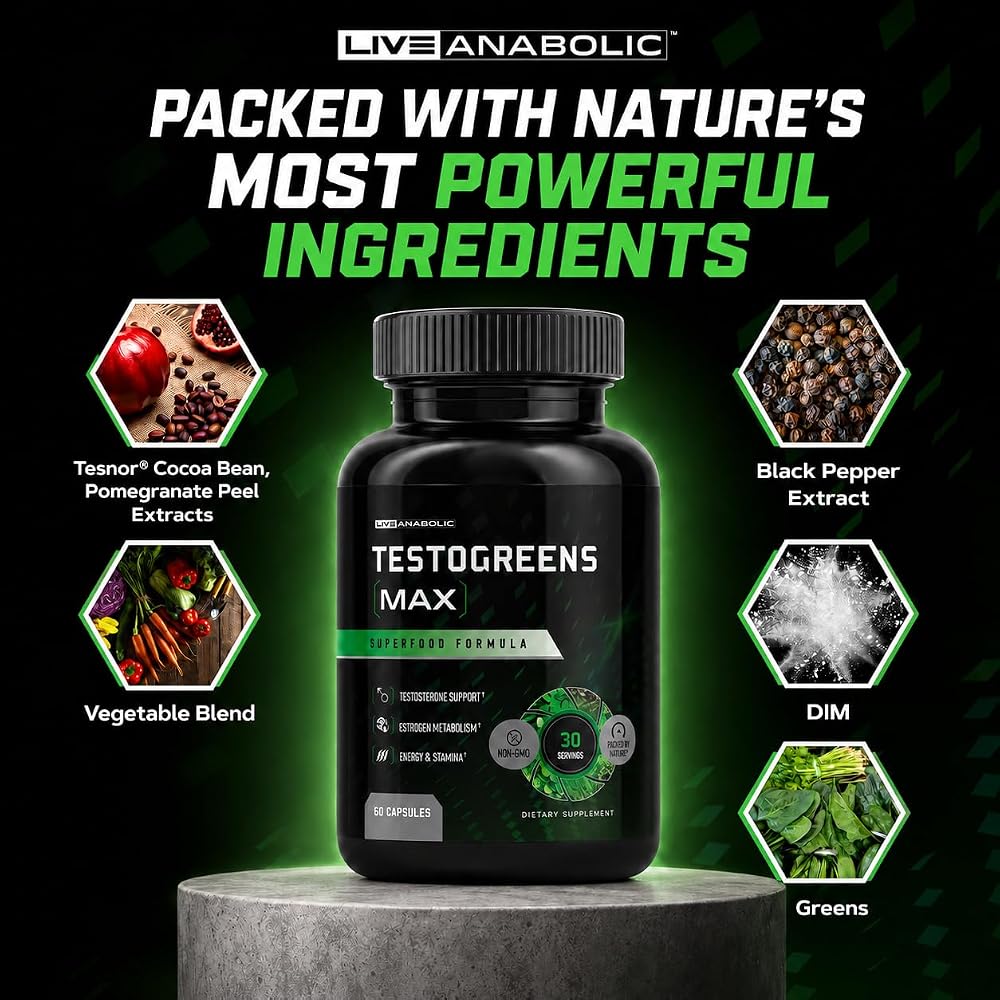 Live Anabolic TestoGreens Max Men's Greens Supplement - 60 Capsules - image 9