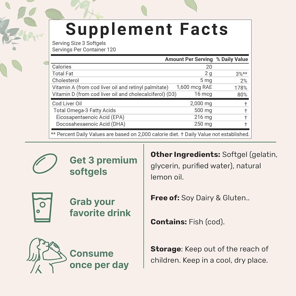 Micro Ingredients Cod Liver Oil 2000mg - 360 Softgels - image 2