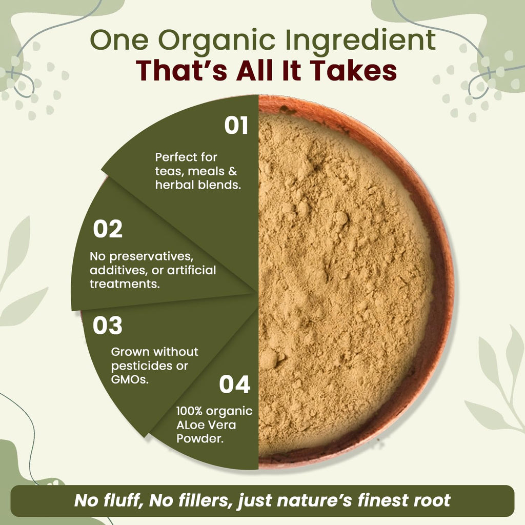 Organic Way Aloe Vera Powder (Aloe barbadensis) - Organic & Kosher