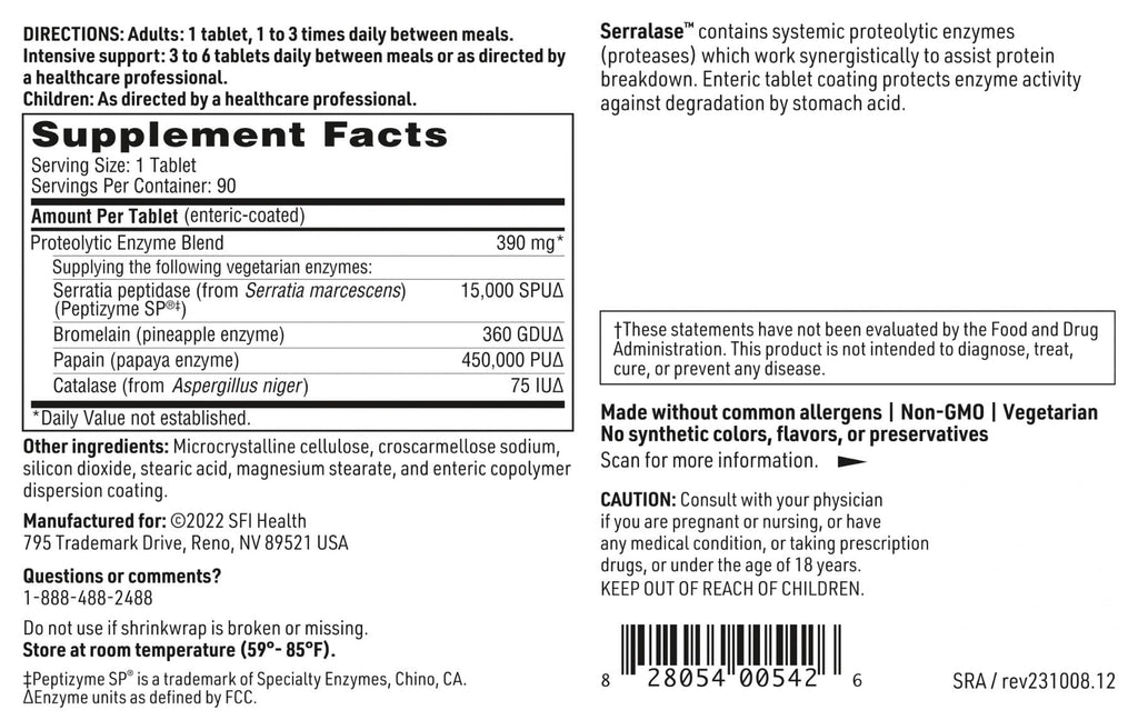 SFI Health Klaire Labs (ProThera) Serralase