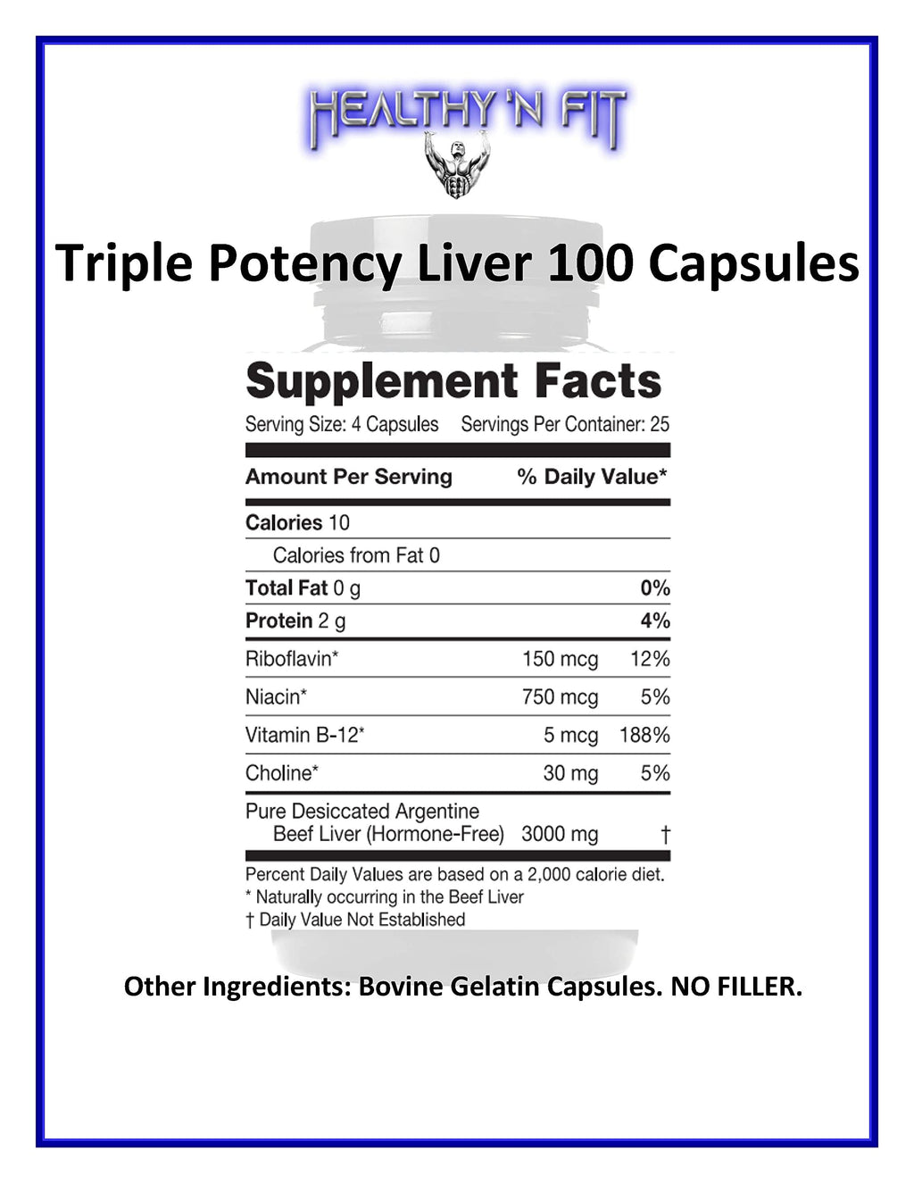 Healthy 'N Fit Triple Potency Liver - 100 Capsules - image 4