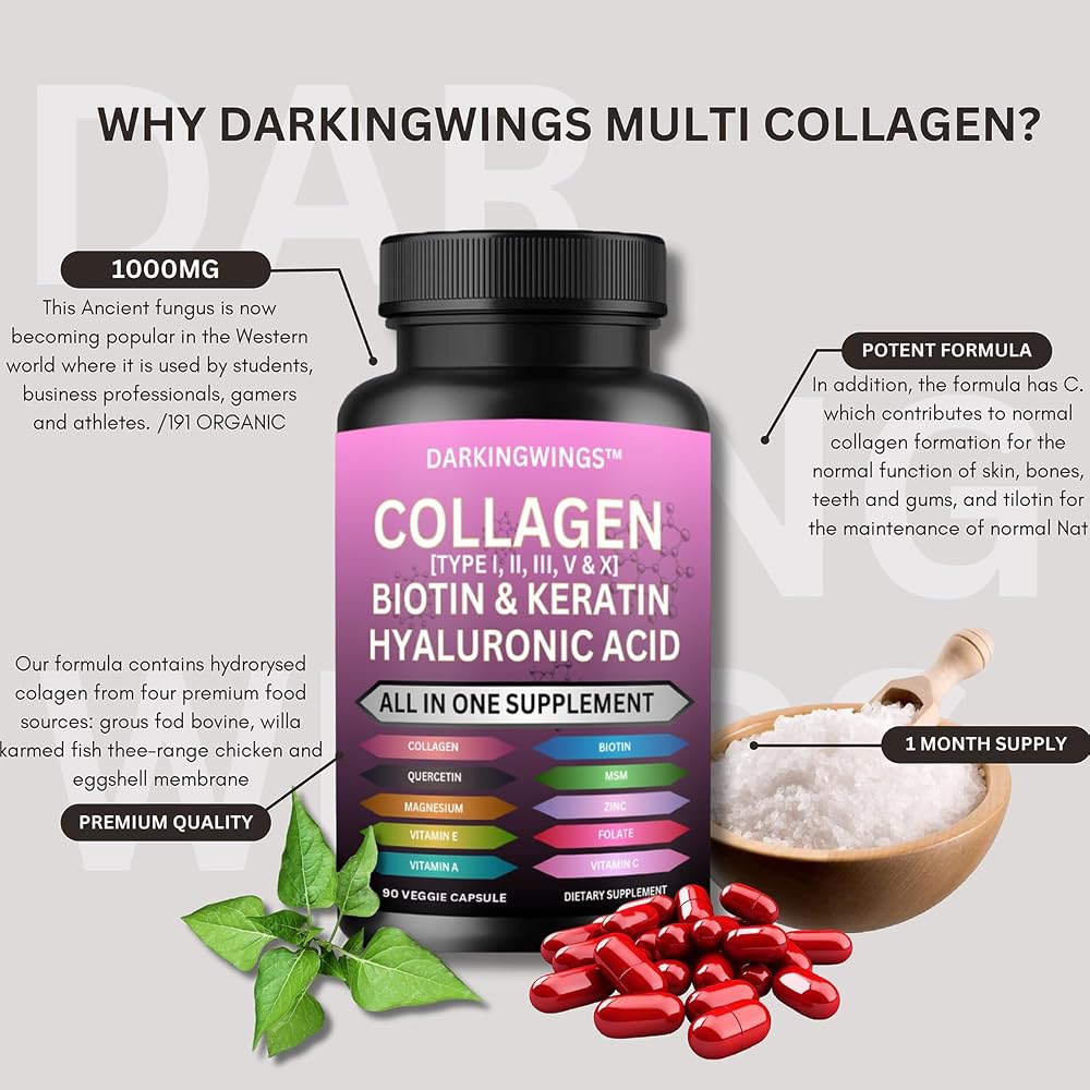 Darkingwings Multi Collagen Peptides with Biotin & Keratin - 90 Capsules - image 6