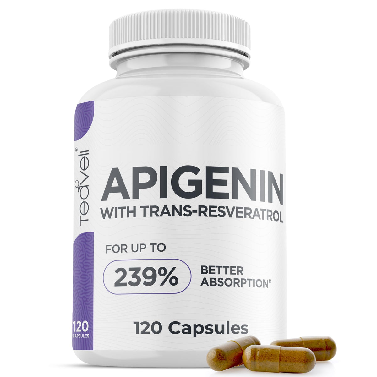 Teaveli Apigenin Supplement with Resveratrol for Sleep Support - 120 Capsules